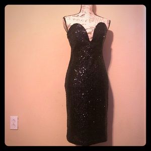 Black sequin midi dress